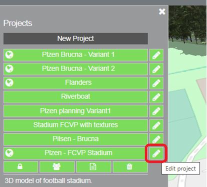 projects in planer widget